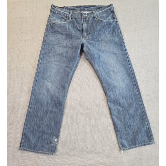 Levis 514 Jeans Men 38x30 Silver Blue Slim Straight Flap Pocket Denim Pants VTG - Picture 1 of 16